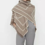 Sandy Wind Geometric Oversized Cashmere Wool Womens Scarf