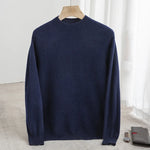 Sweater 100% pure wool semi-high neck loose sweater autumn and winter warm bottoming sweater