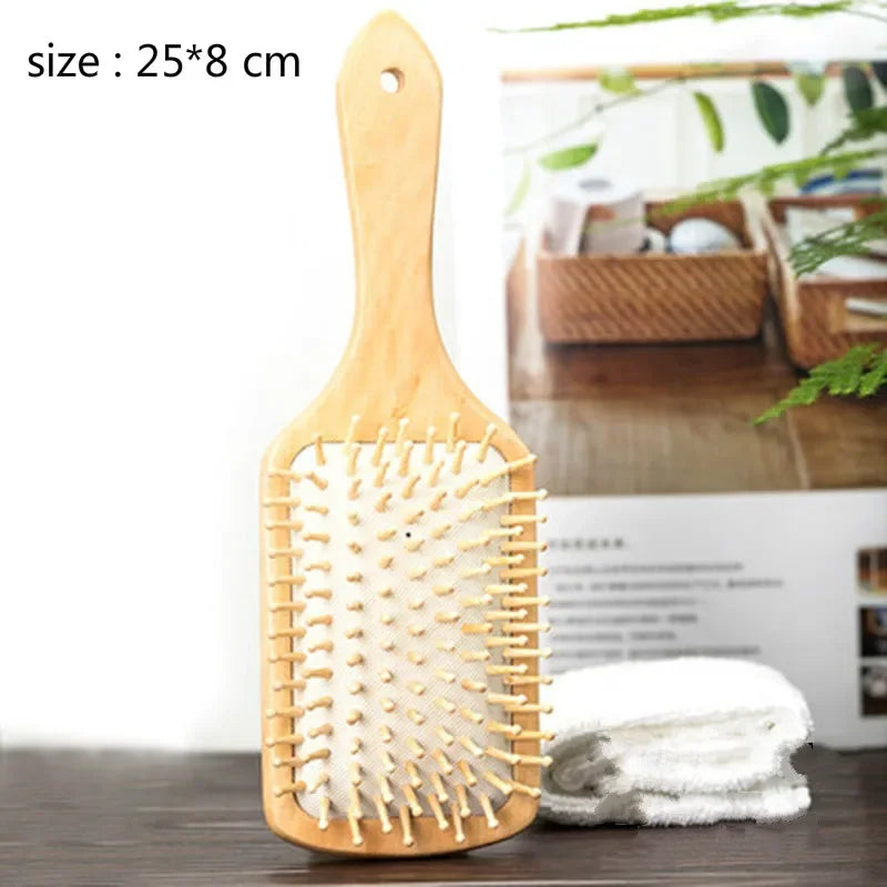 Premium Wooden Bamboo Hair Brush Improve Hair Growth Wood Hair Brush Prevent Loss Comb Bamboo Comb Teeth