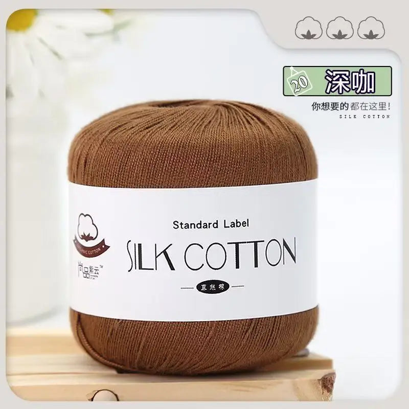 Lace Thread Silk Cotton Thread Pure Hand-woven Doll Material Package Crochet Wool Ball Worsted Silk Cotton 100%