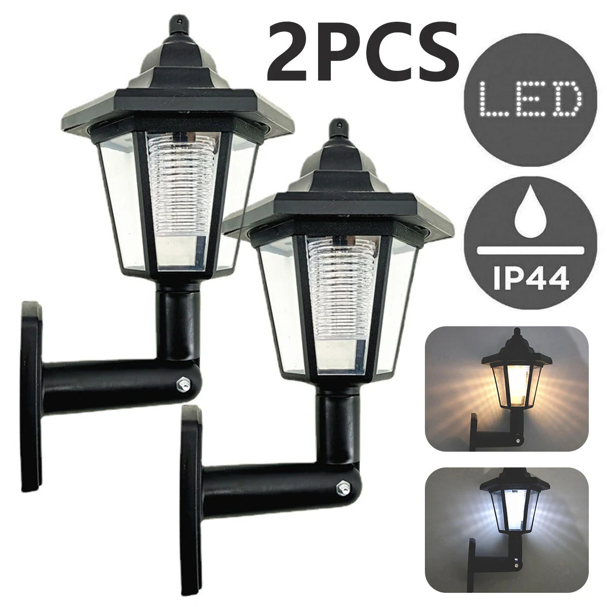 Energy Savers 2Pcs Solar Outdoor Garden Wall Solar Lamp