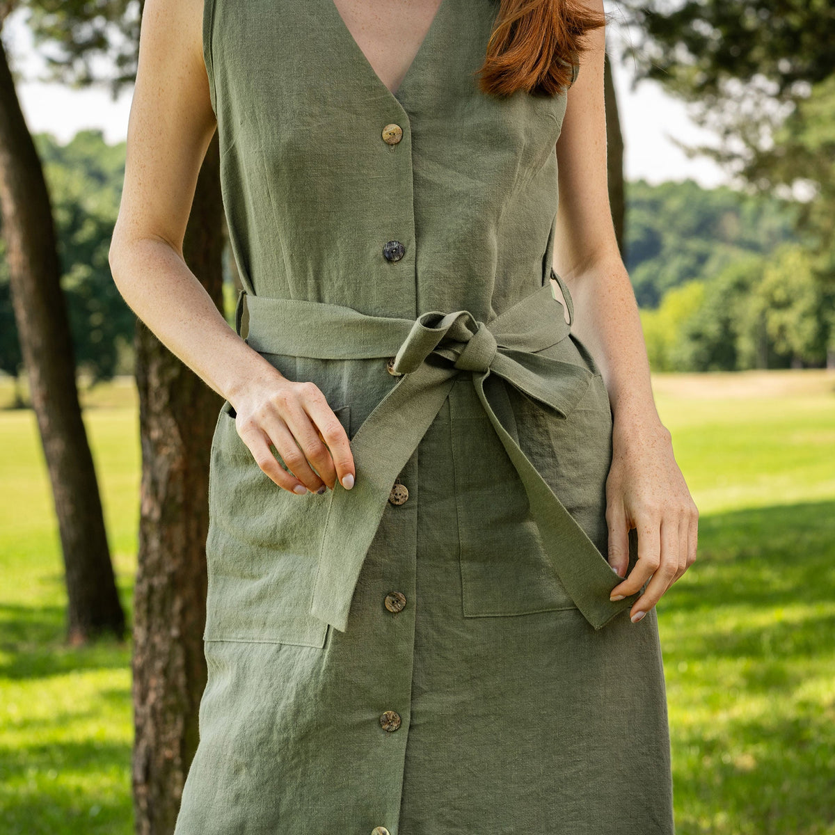 MENIQUE 100% Linen Safari Dress Sierra
