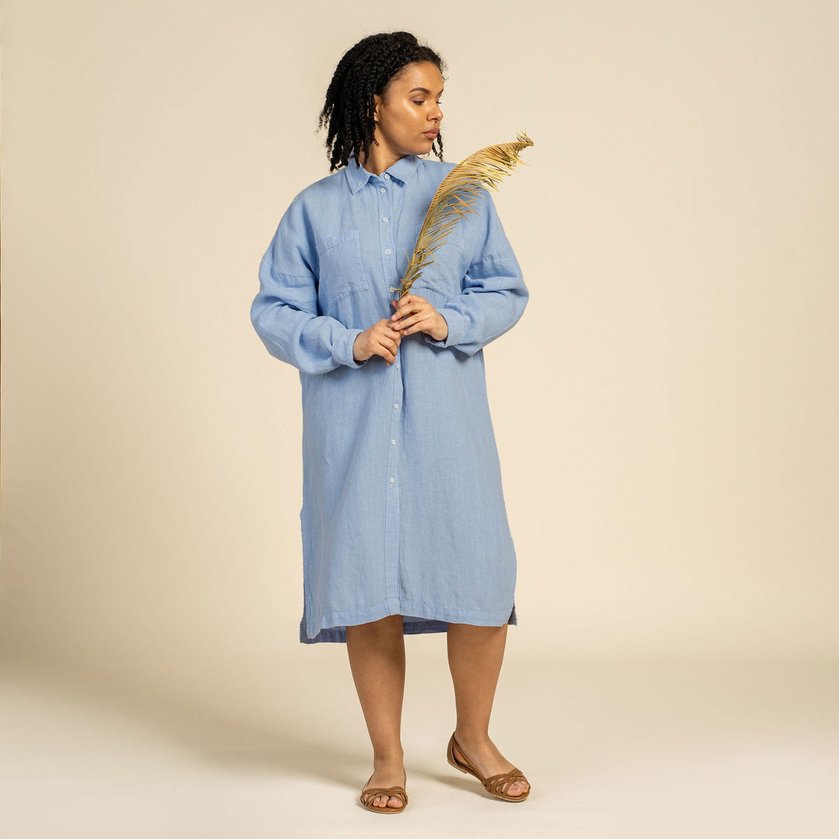 MENIQUE Oversize Shirt Dress Margo Cloudy Blue