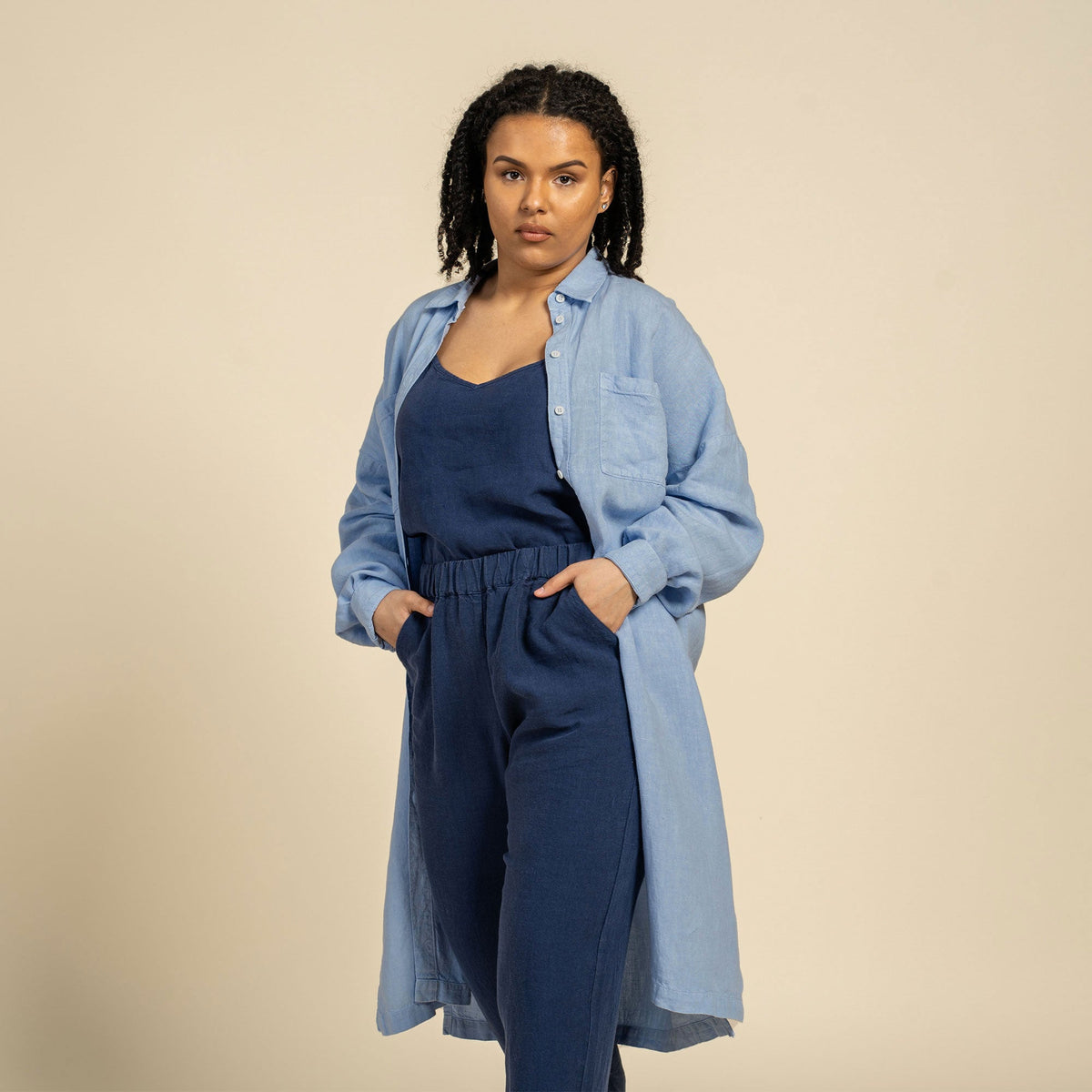 MENIQUE Oversize Shirt Dress Margo Cloudy Blue