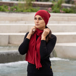 MENIQUE 100% Merino Wool Womens Scarf Royal Cherry