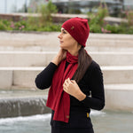 MENIQUE 100% Merino Wool Womens Beanie Royal Cherry