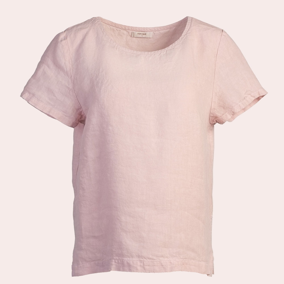 MENIQUE 100% Linen T-Shirt Top Emma Dusty Pink