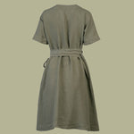 MENIQUE 100% Linen Womens Dress Eliana Stone Green