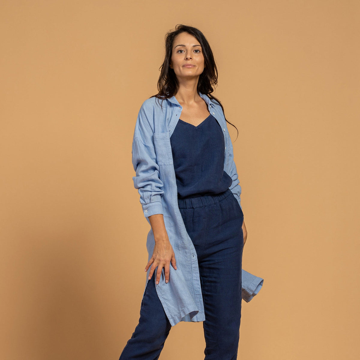 MENIQUE Oversize Shirt Dress Margo Cloudy Blue