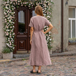 MENIQUE Maxi Wrap 100% Linen Womens Dress Eleanor