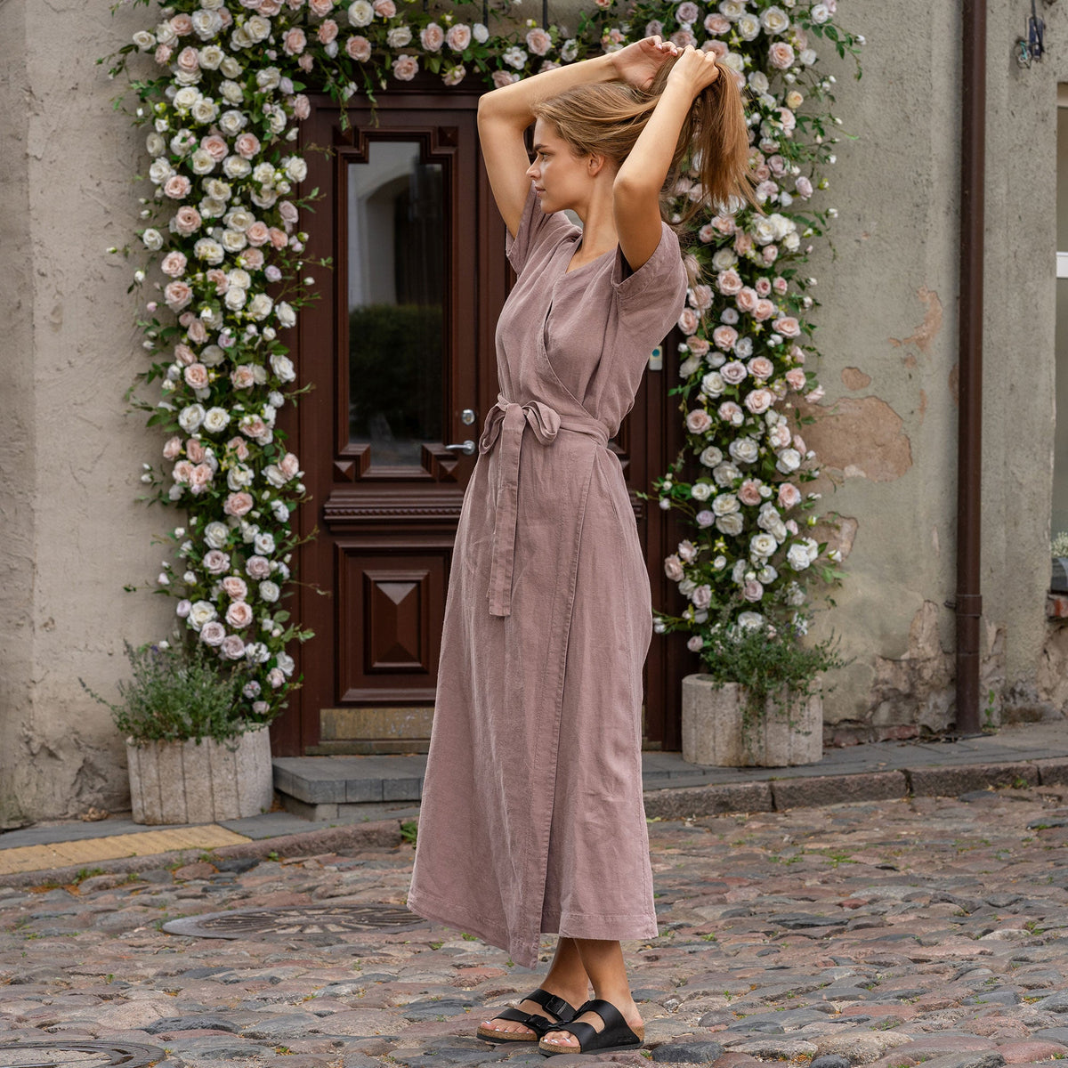 MENIQUE Maxi Wrap 100% Linen Womens Dress Eleanor