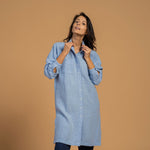 MENIQUE Oversize Shirt Dress Margo Cloudy Blue