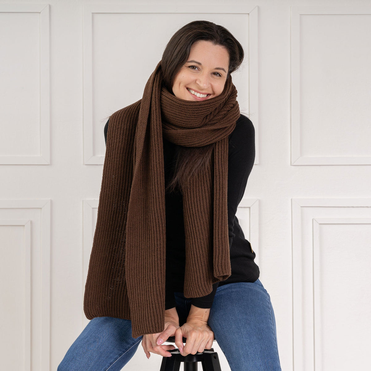 MENIQUE 100% Merino Wool Womens Knit Thick Scarf Merino