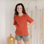 MENIQUE 100% Linen T-Shirt Top Emma