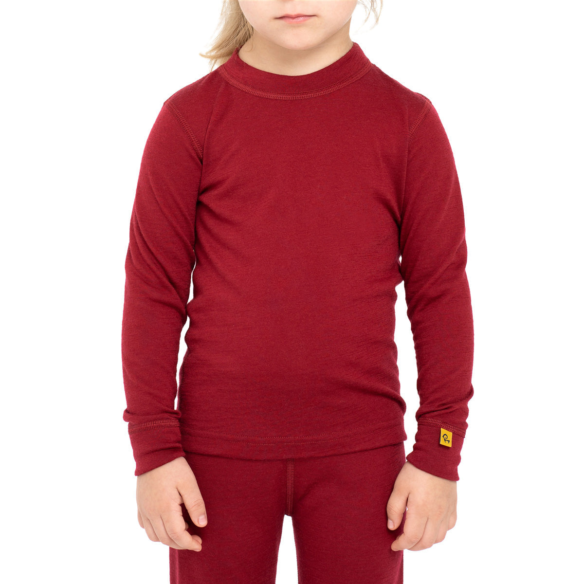 MENIQUE Long Sleeve Crew 100% Merino Wool Kids Shirt Royal Cherry
