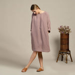 MENIQUE 100% Linen Tunic Dress Selena Faded Rose