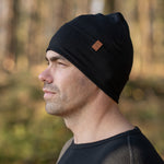 MENIQUE 100% Merino Wool Mens Beanie Black