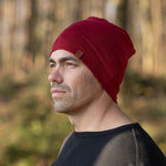 MENIQUE 100% Merino Wool Mens Beanie Royal Cherry