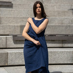 MENIQUE 100% Linen Smock Dress Maya Storm Blue