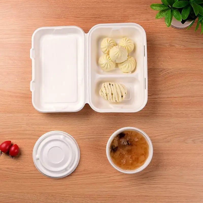 Healthy Eats 50pcs Disposable Plates Biodegradable Bamboo Containers