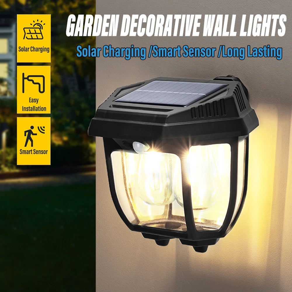 Energy Savers Decorative Wall LED Solar Lamp with Body Sensor