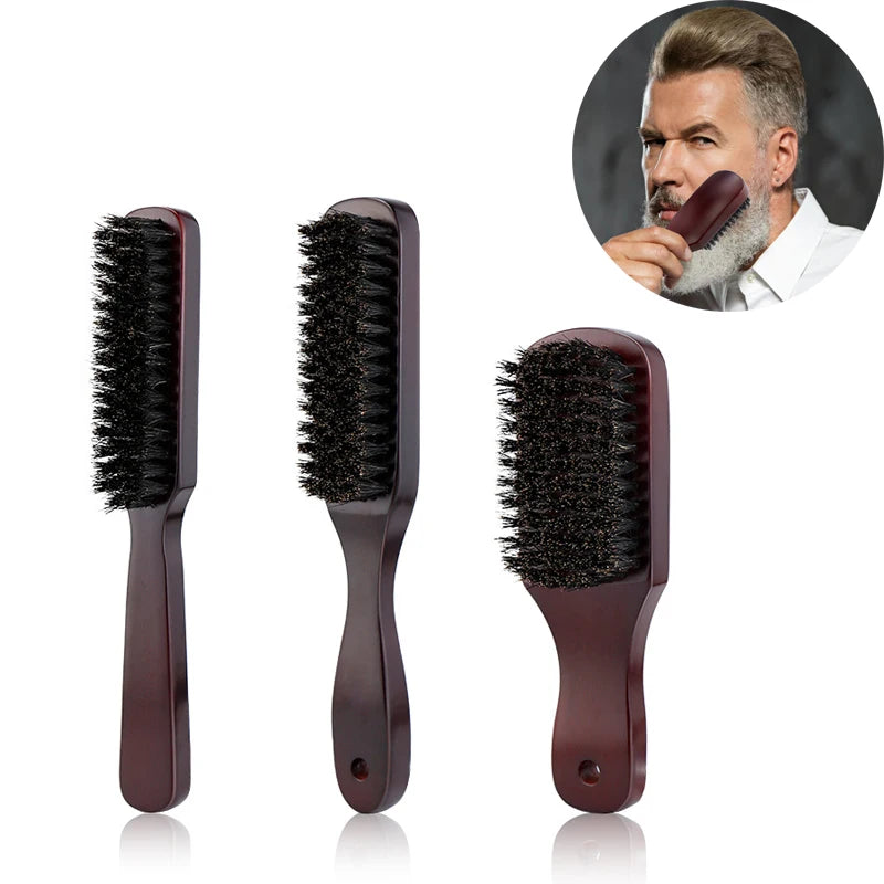 Natural Strands Anti Static Wood Boar Bristle Mens Beard Brush