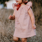 Pink Dahlia Bamboo Linen Girls Dress