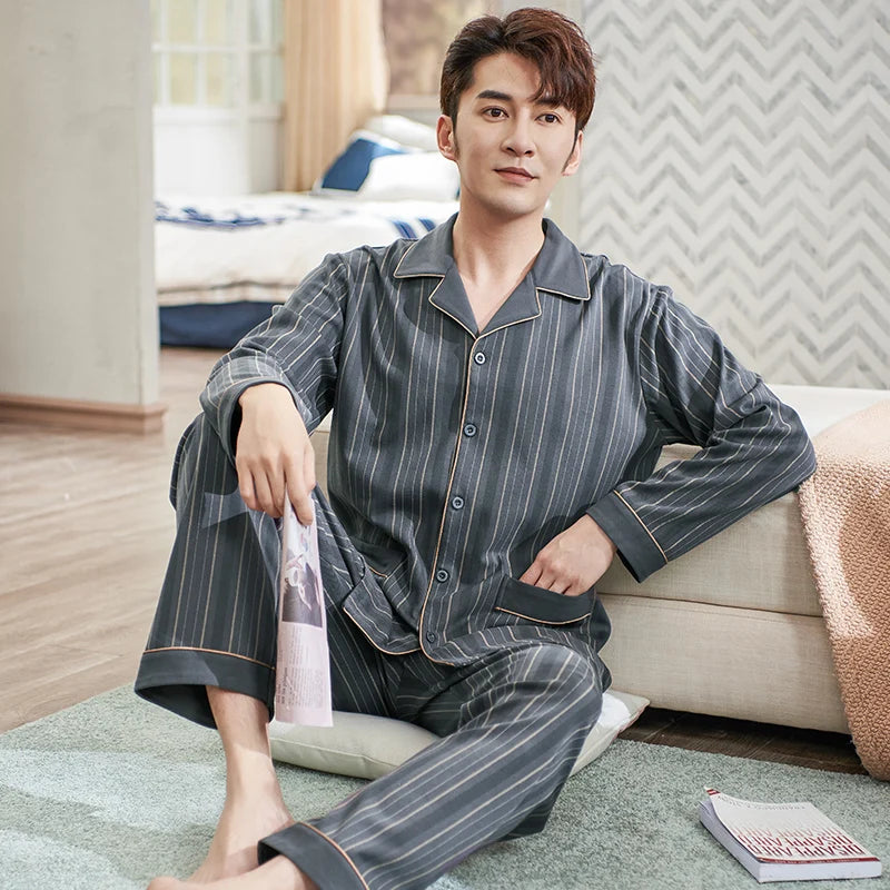 Comfort Lux Stripes Cotton Mens Pajama Set