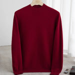 Sweater 100% pure wool semi-high neck loose sweater autumn and winter warm bottoming sweater