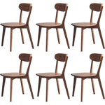 Modern Dining Chairs Set of 6,Solid Oak Wood Dining Chair with Comfortable Backrest,Sturdy Wooden Chairs for Kitchen,Dining Room