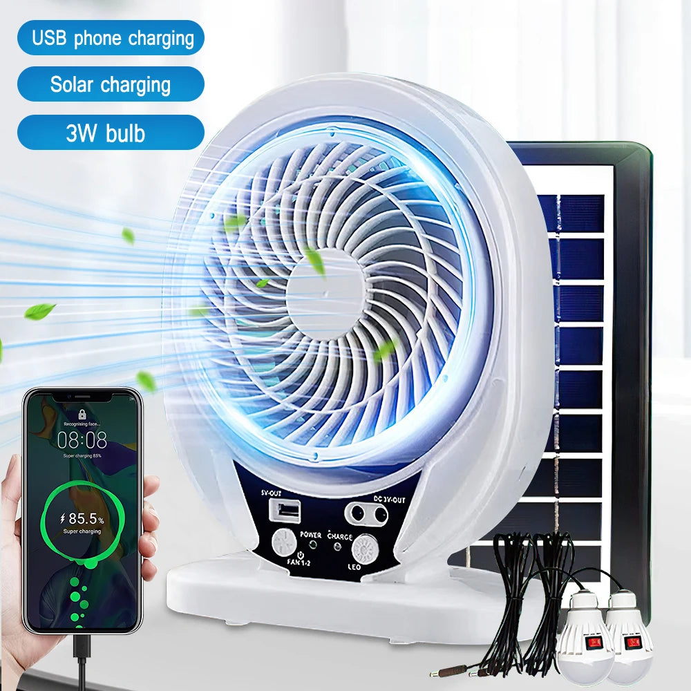 Energy Savers Rechargeable Camping Solar Powered Fan