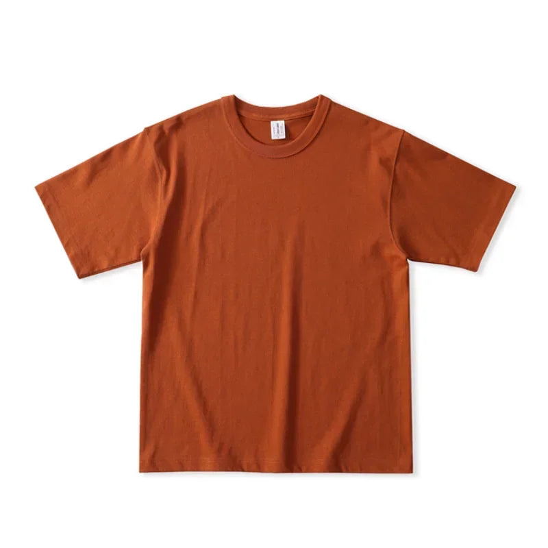 310g Cotton American Rough Three Needle T-shirt 100% Cotton Heavyweight Solid Color Seamless Barrel Woven Short Sleeved T-shirt