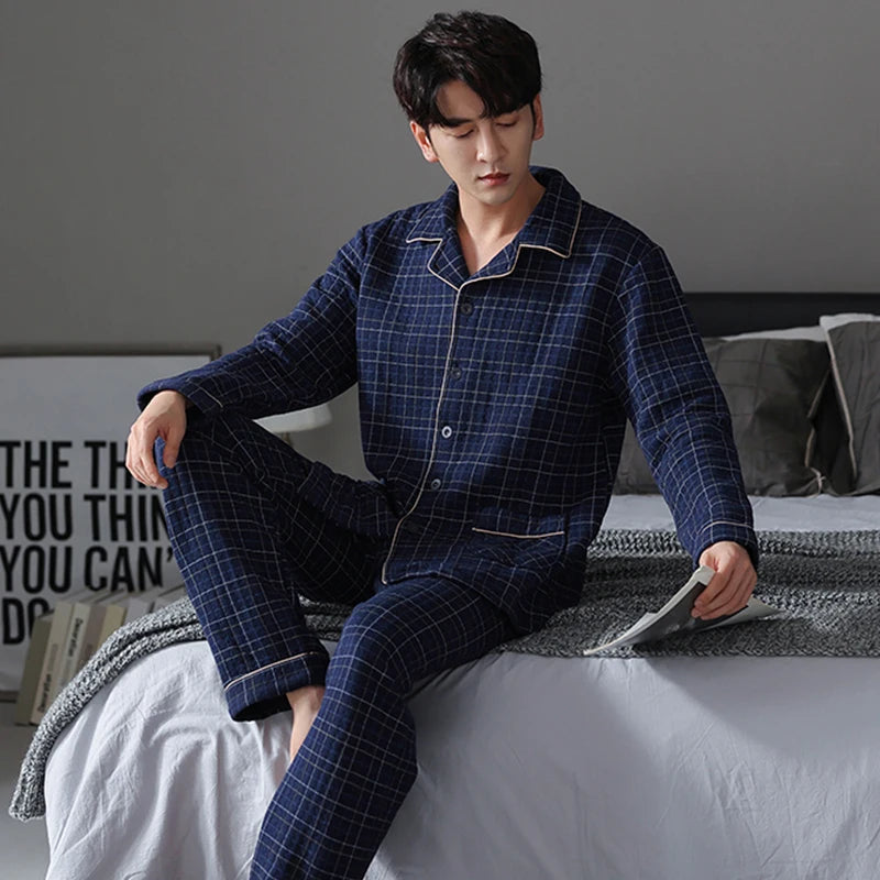 Regal River Plaid Long Sleeve Cotton Mens Pajama Set