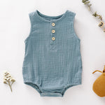 Sage Green Sleeveless 100% Cotton Baby Romper | Hypoallergenic - Allergy Friendly - Naturally Free