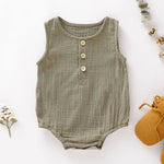 Sage Green Sleeveless 100% Cotton Baby Romper | Hypoallergenic - Allergy Friendly - Naturally Free