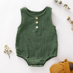 Sage Green Sleeveless 100% Cotton Baby Romper | Hypoallergenic - Allergy Friendly - Naturally Free