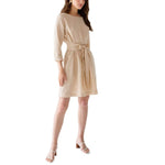 Sandy Peach Drawstring 100% Linen Dress | Hypoallergenic - Allergy Friendly - Naturally Free