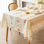 Sapphire Bohemian Aztec 100% Linen Table Cloth | Hypoallergenic - Allergy Friendly - Naturally Free