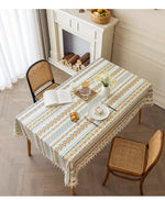 Sapphire Bohemian Aztec 100% Linen Table Cloth | Hypoallergenic - Allergy Friendly - Naturally Free