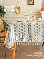 Sapphire Bohemian Aztec 100% Linen Table Cloth | Hypoallergenic - Allergy Friendly - Naturally Free