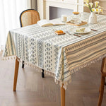 Sapphire Bohemian Aztec 100% Linen Table Cloth | Hypoallergenic - Allergy Friendly - Naturally Free