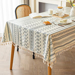 Sapphire Bohemian Aztec 100% Linen Table Cloth | Hypoallergenic - Allergy Friendly - Naturally Free