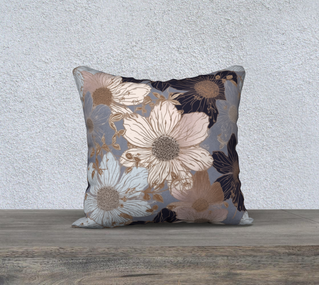 Sapphire Garland Floral 100% Cotton Throw Pillow | Hypoallergenic - Allergy Friendly - Naturally Free