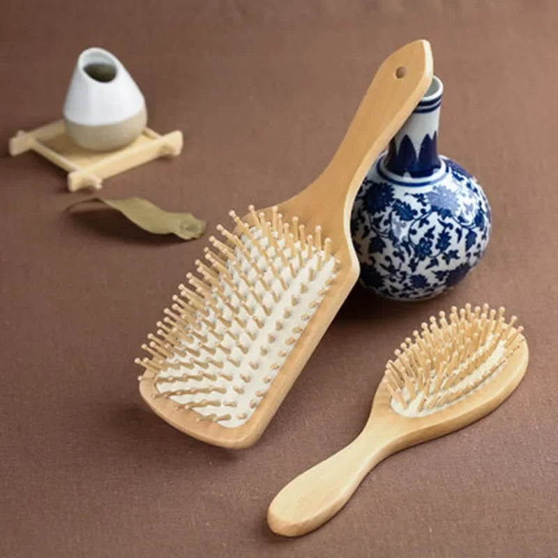 Premium Wooden Bamboo Hair Brush Improve Hair Growth Wood Hair Brush Prevent Loss Comb Bamboo Comb Teeth