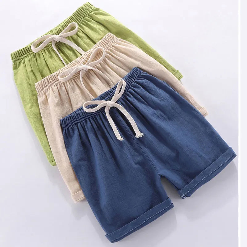 Summer Horizon Drawstring Linen Cotton Boys Shorts