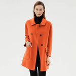 CAIXINGLE 2023 New Women's Coat Autumn and Winter Warm Pure Wool Woolen Coat Fashion Big Pocket Doll Collar Commuter Top