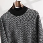 Wavy autumn and winter 100% cashmere men's o neck sweater loose fashion pullover slim warm knit solid color long sleeve top