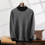 Wavy autumn and winter 100% cashmere men's o neck sweater loose fashion pullover slim warm knit solid color long sleeve top