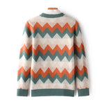 Abstract Zig Zag 100% Merino Wool Mens Sweater