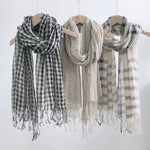 Desert Breeze Plaid 100% Linen Womens Scarf